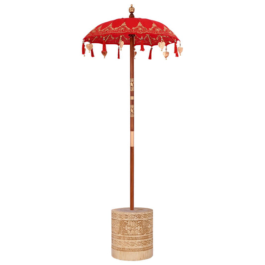 Balinese Parasol with Base Red 95 x 95 x 260 cm