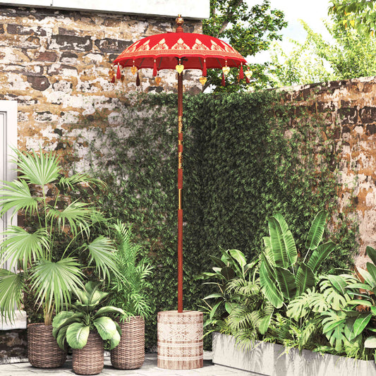 Balinese Parasol with Base Red 95 x 95 x 260 cm