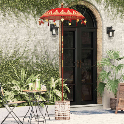 Parasol with Base Red 95 x 95 x 260 cm Cotton and Wood