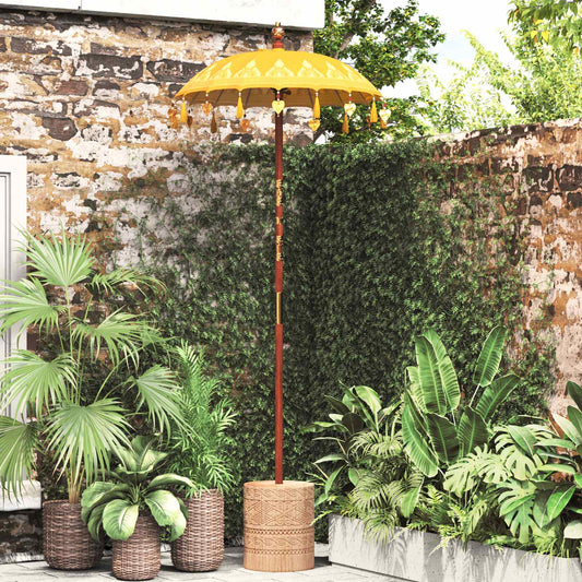 Balinese Parasol with Base Yellow 95 x 95 x 260 cm