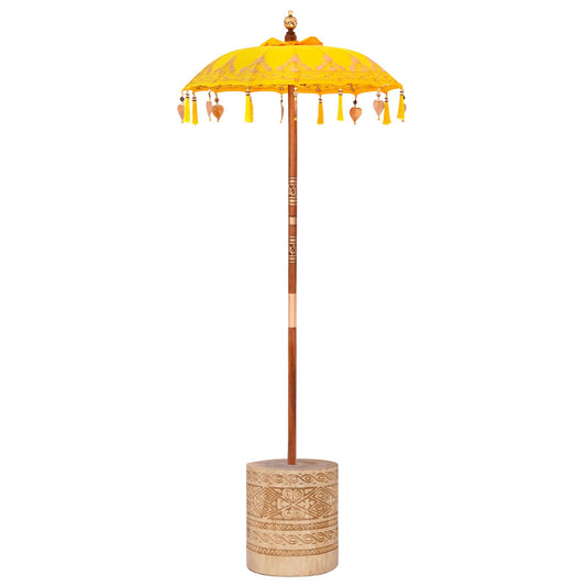 Balinese Parasol with Base Yellow 95 x 95 x 260 cm