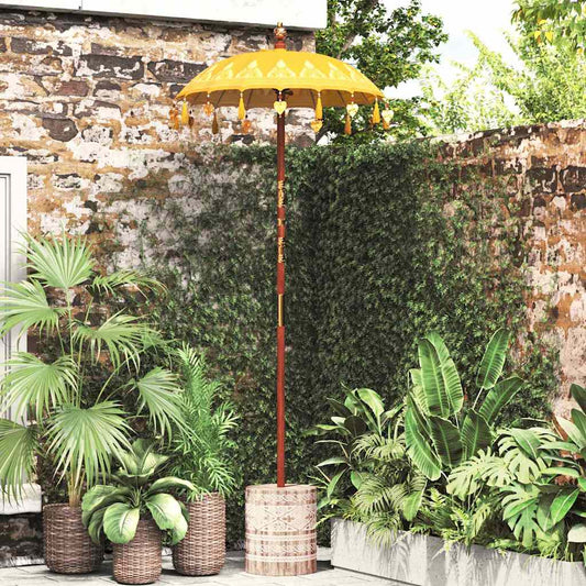 Balinese Parasol with Base Yellow 95 x 95 x 260 cm
