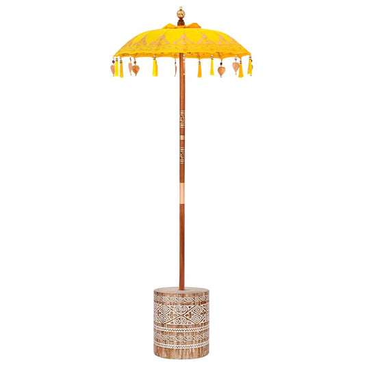Balinese Parasol with Base Yellow 95 x 95 x 260 cm