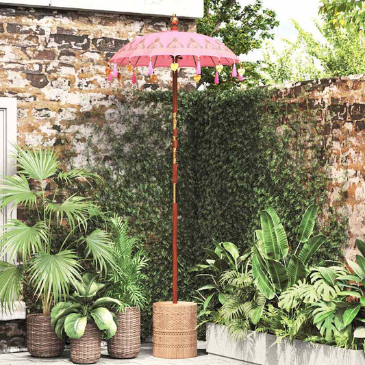 Balinese Parasol with Base Pink 95 x 95 x 260 cm
