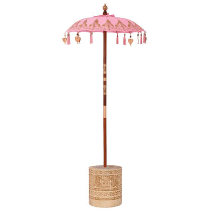 Parasol with Base Pink 95 x 95 x 260 cm Cotton and Wood