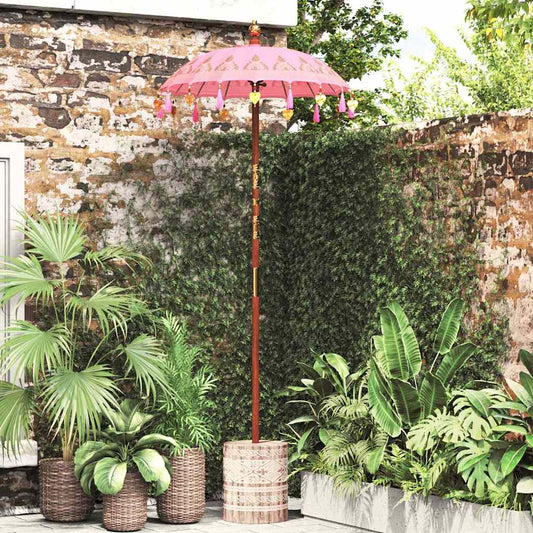 Balinese Parasol with Base Pink 95 x 95 x 260 cm
