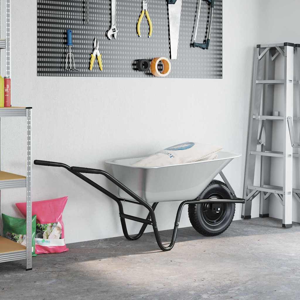 Wheelbarrow Silver and Black 141 x 60 x 57 cm Steel