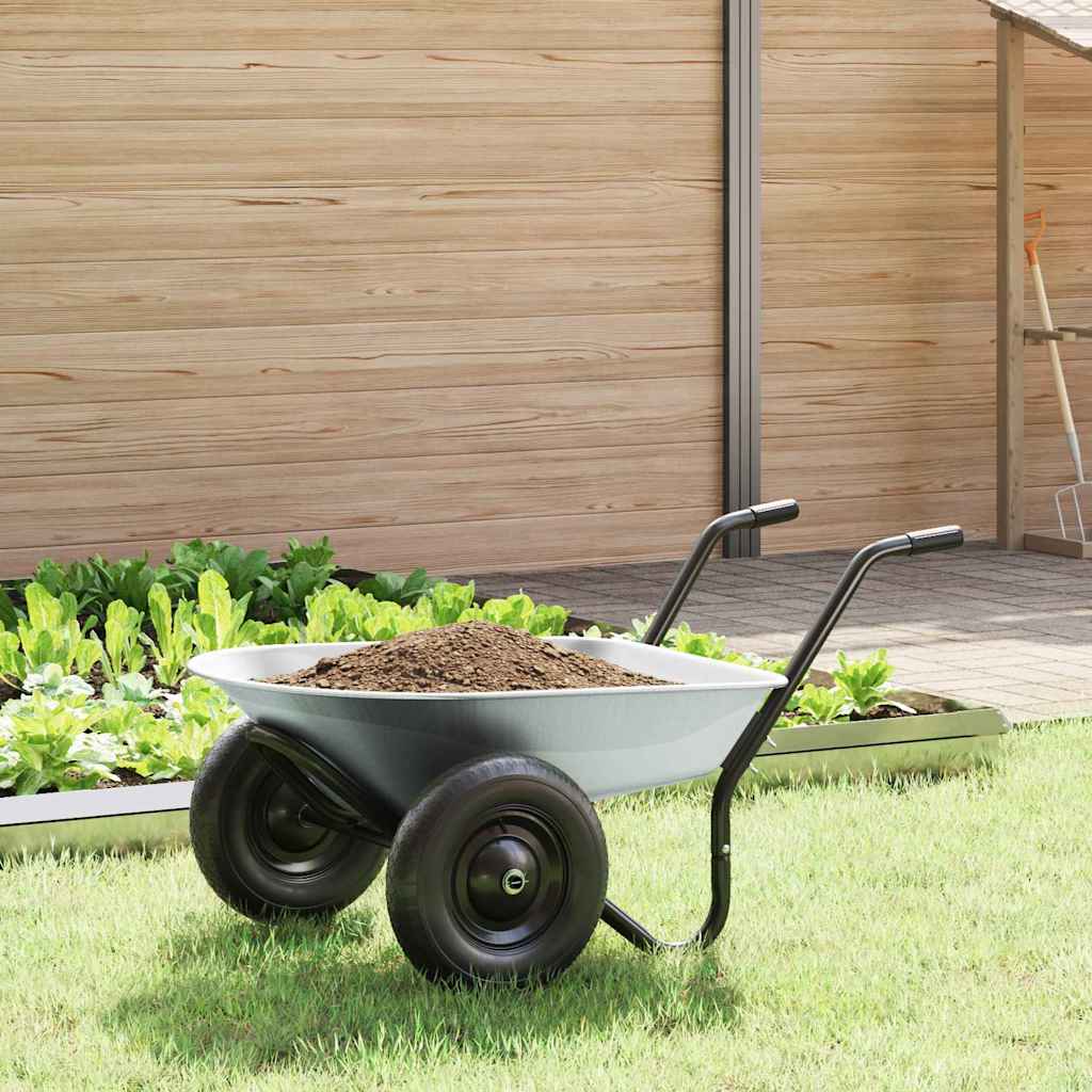 Wheelbarrow Silver and Black 124 x 73 x 65 cm Steel