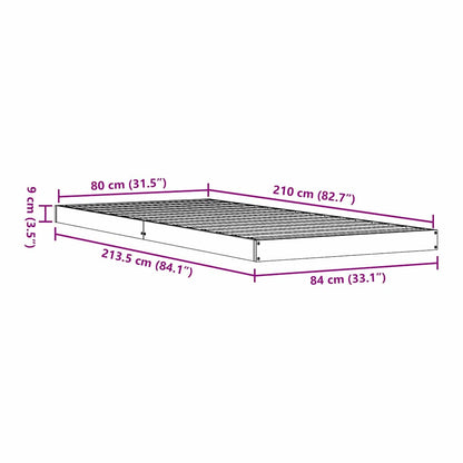 Floor Bed Frame White 80 x 210 cm Solid Pine Wood