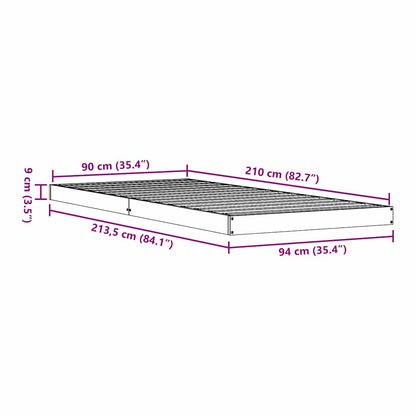 Floor Bed Frame White 90 x 210 cm Solid Pine Wood