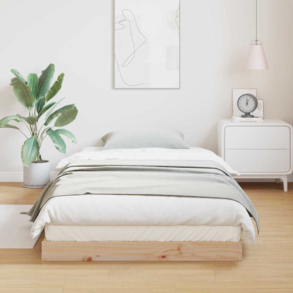 Floor Bed Frame Natural 213.5 x 104 x 9 cm Solid Pine Wood