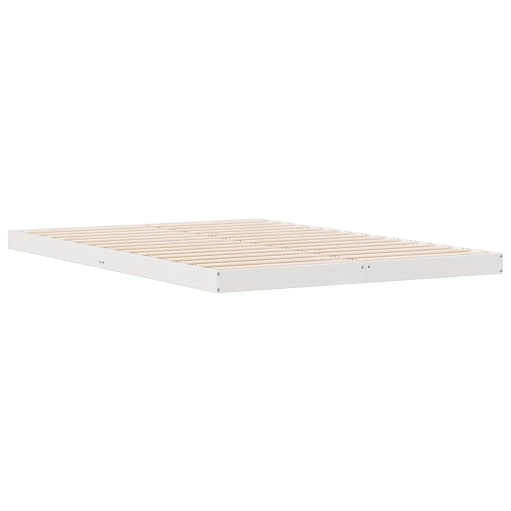 Floor Bed Frame White 160 x 210 cm Solid Pine Wood