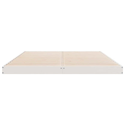 Floor Bed Frame White 160 x 210 cm Solid Pine Wood