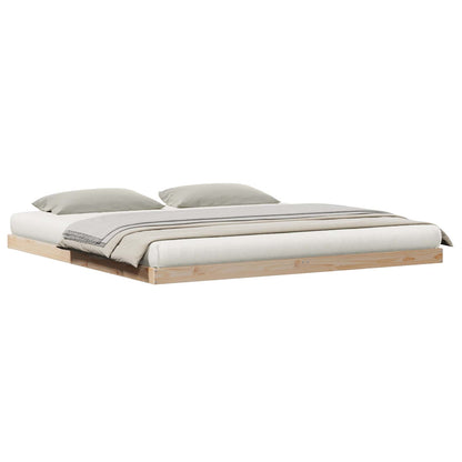 Floor Bed Frame Natural 213.5 x 184 x 9 cm Solid Pine Wood
