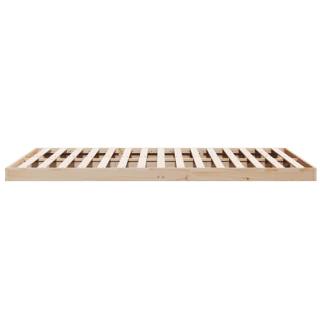 Floor Bed Frame Natural 213.5 x 184 x 9 cm Solid Pine Wood
