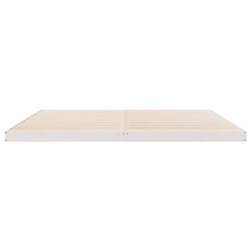 Floor Bed Frame White 213.5 x 184 x 9 cm Solid Pine Wood