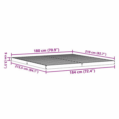 Floor Bed Frame White 213.5 x 184 x 9 cm Solid Pine Wood