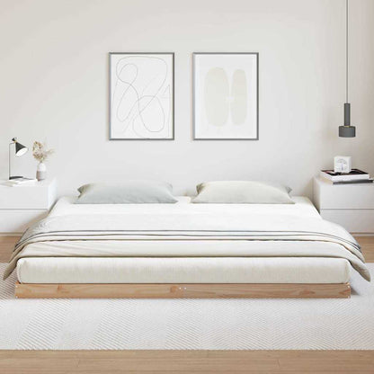 Floor Bed Frame Natural 213.5 x 204 x 9 cm Solid Pine Wood