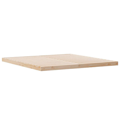 Floor Bed Frame Natural 213.5 x 204 x 9 cm Solid Pine Wood