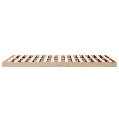 Floor Bed Frame Natural 213.5 x 204 x 9 cm Solid Pine Wood