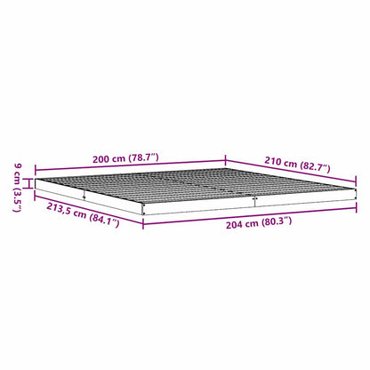 Floor Bed Frame Natural 213.5 x 204 x 9 cm Solid Pine Wood