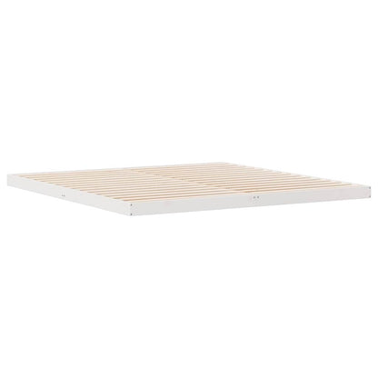Floor Bed Frame White 213.5 x 204 x 9 cm Solid Pine Wood