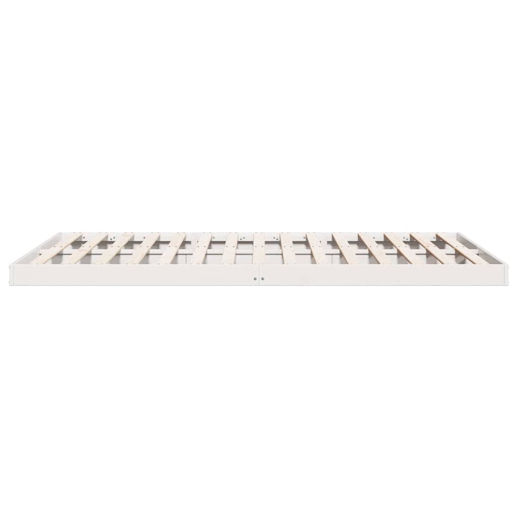 Floor Bed Frame White 213.5 x 204 x 9 cm Solid Pine Wood