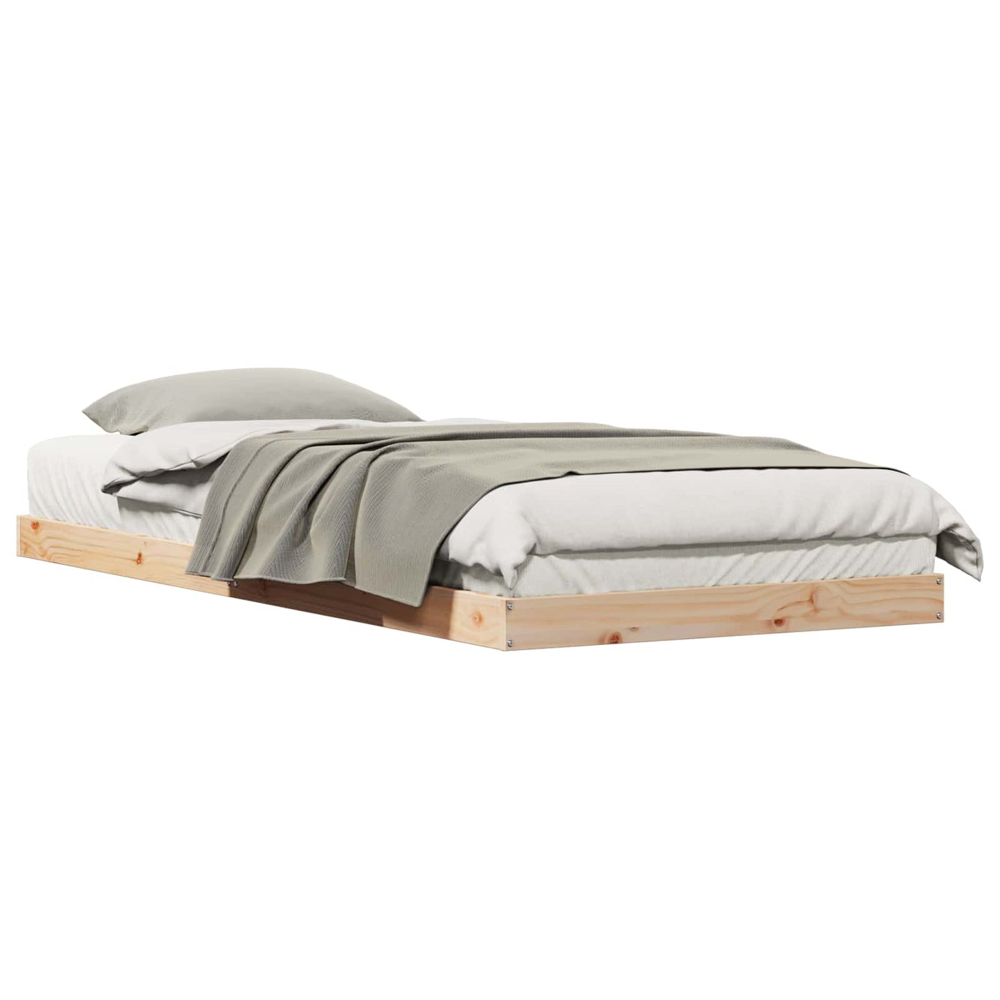 Floor Bed Frame Natural 80 x 220 cm Solid Pine Wood