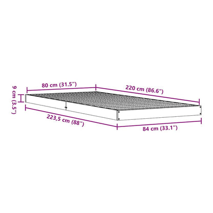 Floor Bed Frame Natural 80 x 220 cm Solid Pine Wood
