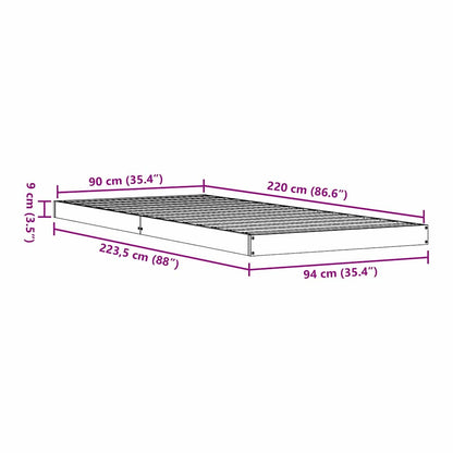 Floor Bed Frame Natural 90 x 220 cm Solid Pine Wood