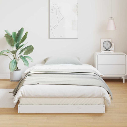 Floor Bed Frame White 100 x 220 cm Solid Pine Wood