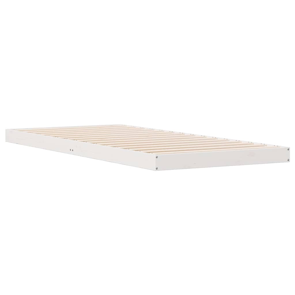 Floor Bed Frame White 100 x 220 cm Solid Pine Wood