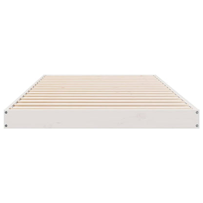 Floor Bed Frame White 100 x 220 cm Solid Pine Wood