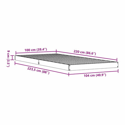 Floor Bed Frame White 100 x 220 cm Solid Pine Wood