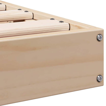 Floor Bed Frame Natural 223.5 x 144 x 9 cm Solid Pine Wood