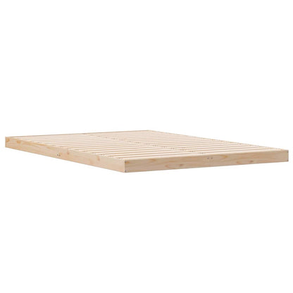 Floor Bed Frame Natural 223.5 x 144 x 9 cm Solid Pine Wood