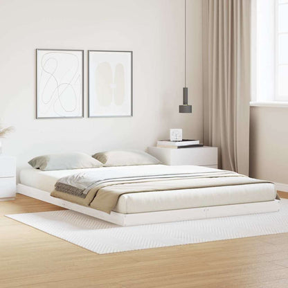 Floor Bed Frame White 140 x 220 cm Solid Pine Wood