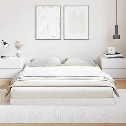 Floor Bed Frame White 140 x 220 cm Solid Pine Wood
