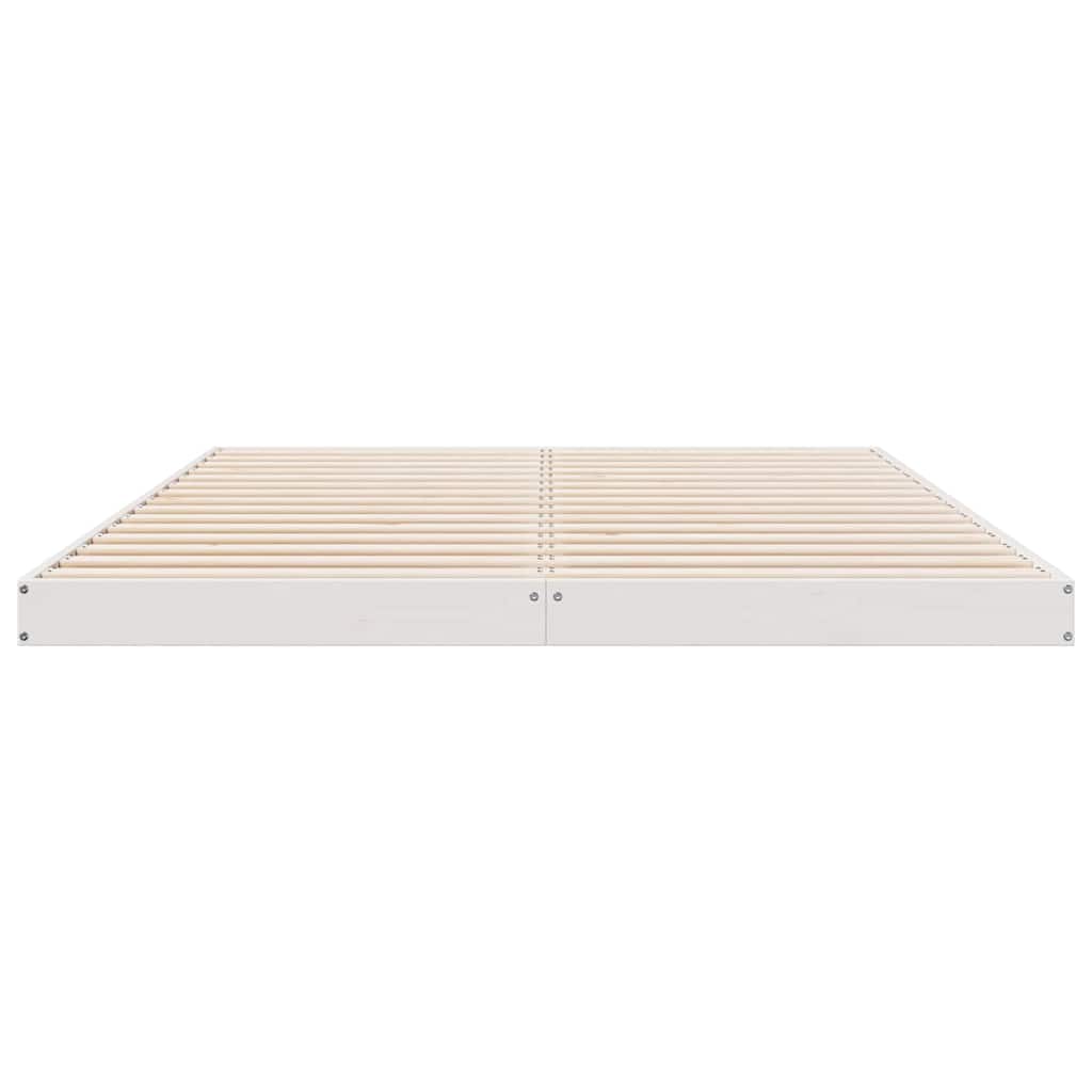 Floor Bed Frame White 140 x 220 cm Solid Pine Wood
