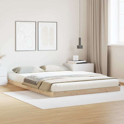 Floor Bed Frame Natural 160 x 220 cm Solid Pine Wood
