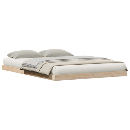 Floor Bed Frame Natural 160 x 220 cm Solid Pine Wood