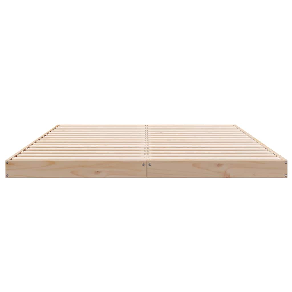 Floor Bed Frame Natural 160 x 220 cm Solid Pine Wood