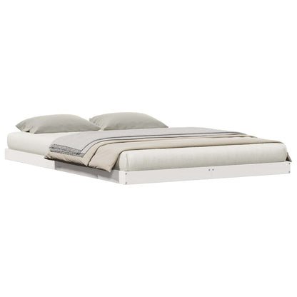 Floor Bed Frame White 160 x 220 cm Solid Pine Wood