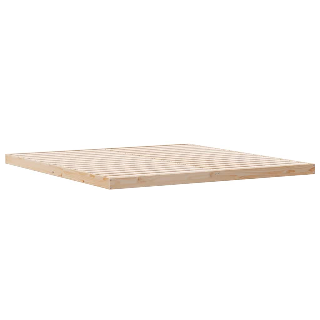 Floor Bed Frame Natural 180 x 220 cm Solid Pine Wood
