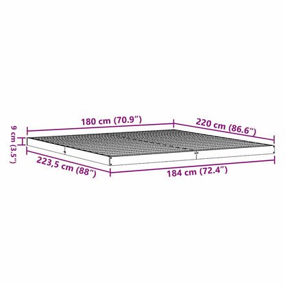 Floor Bed Frame Natural 180 x 220 cm Solid Pine Wood