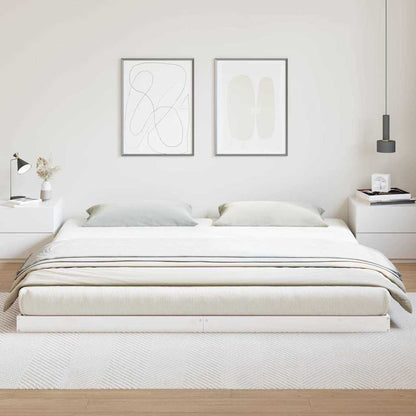 Floor Bed Frame White 200 x 220 cm Solid Pine Wood