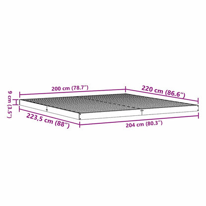 Floor Bed Frame White 200 x 220 cm Solid Pine Wood