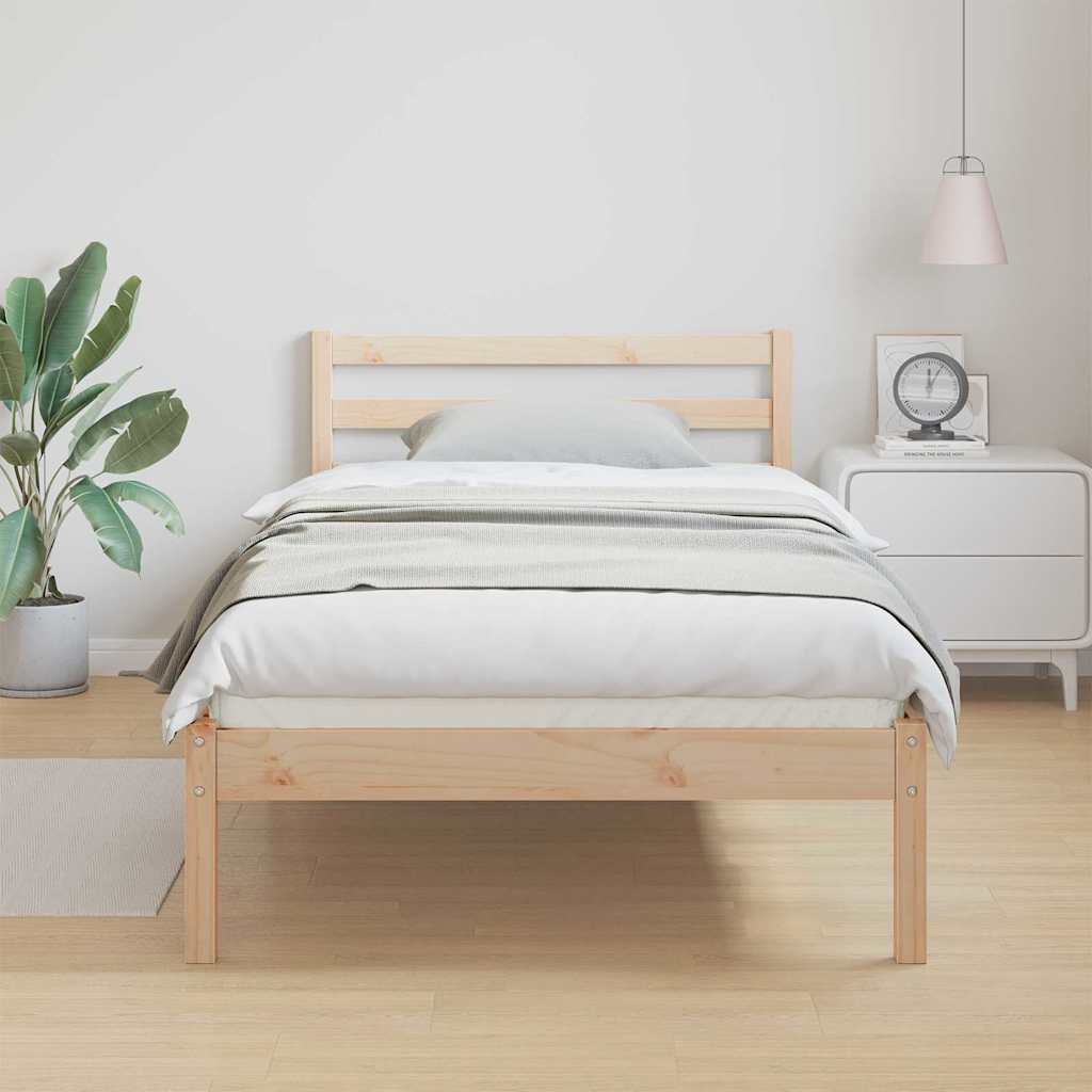 Bed Frame Brown 215.5 x 95.5 x 69.5 cm Solid Pine Wood