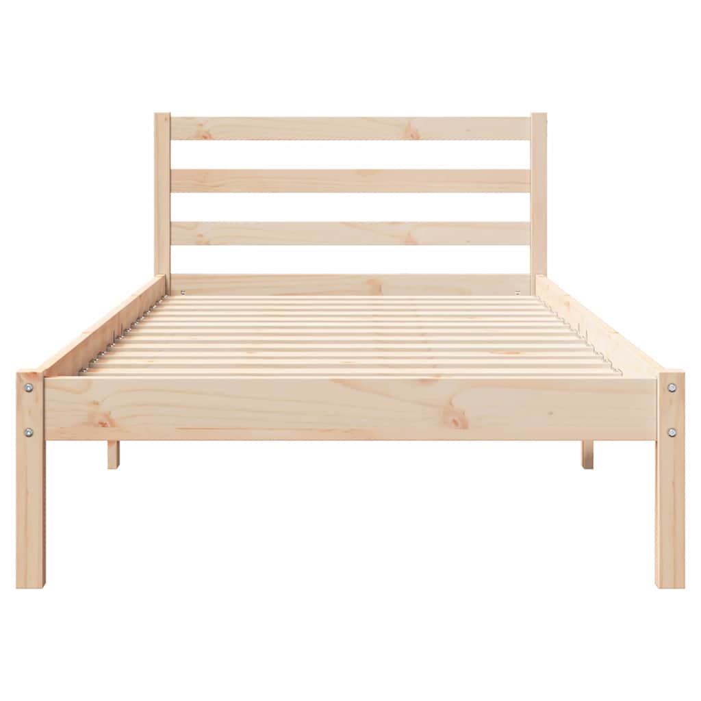 Bed Frame Brown 215.5 x 95.5 x 69.5 cm Solid Pine Wood