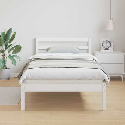 Bed Frame White 215.5 x 95.5 x 69.5 cm Solid Pine Wood